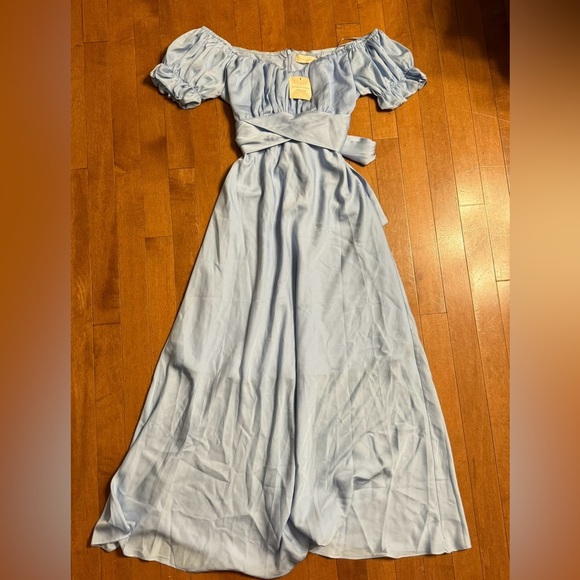NWT Altar’d State Julia Cross Midi Dress Light Blue Medium - Picture 7 of 7